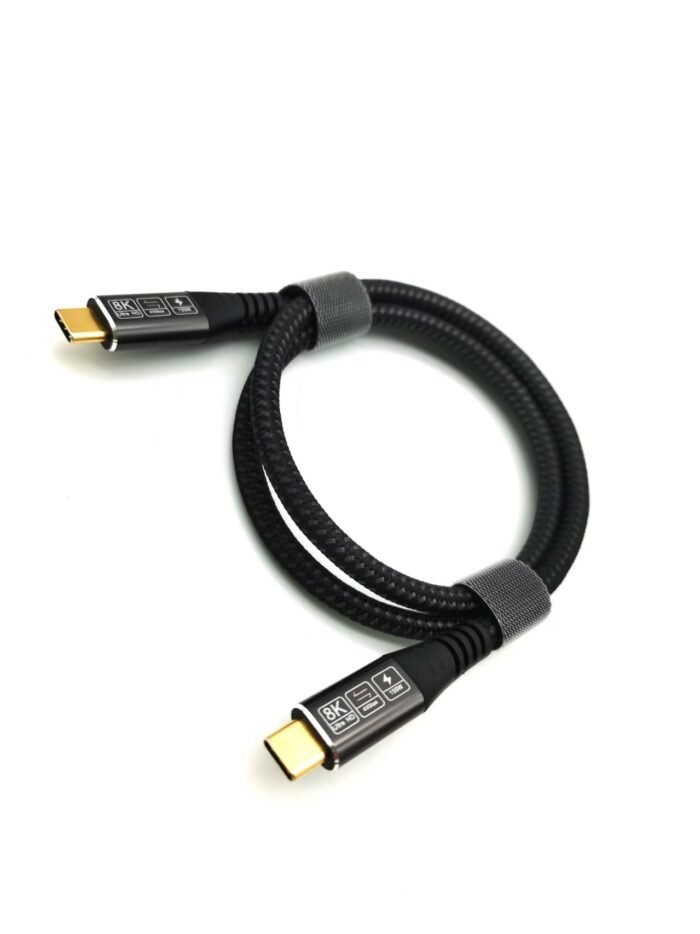 USB 4.0 C TO C MALE TO MALE CALBE,   Gold plated connector,  pin with 3u,    SUPPORT 40G,  PD100W/ 240W,   8K 60HZ,    ALU ALLOY SHELL,   BRAIDED JACKET - Image 2