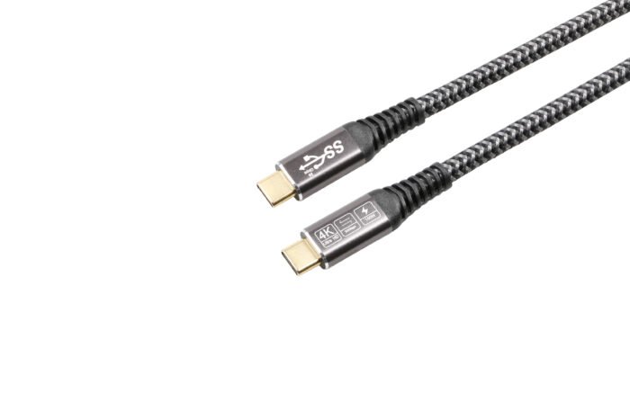 USB 3.2 C TO C MALE TO MALE CALBE,   Gold plated connector,  pin with 3u,    SUPPORT 20G,  PD100W,  4K 60HZ,    ALU ALLOY SHELL,   BRAIDED JACKET - Image 2