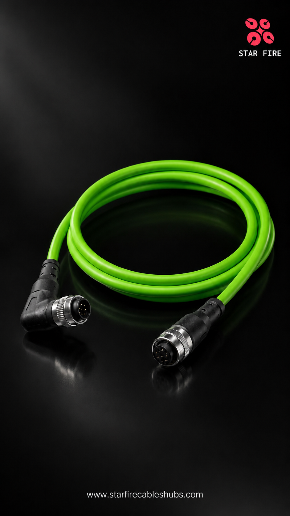 M12 8-Pin A-Code Male Angled to Female CAT5E Industrial Cable