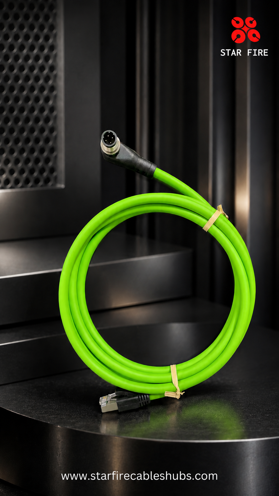 M12 4-Pin D-Code Male Angled to RJ45 Industrial Ethernet Cable
