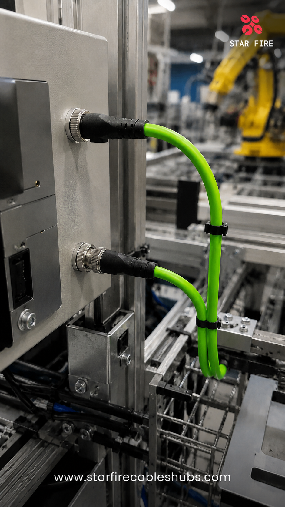 M12 8-Pin A-Code Male Angled to Female CAT5E Industrial Cable - Image 3