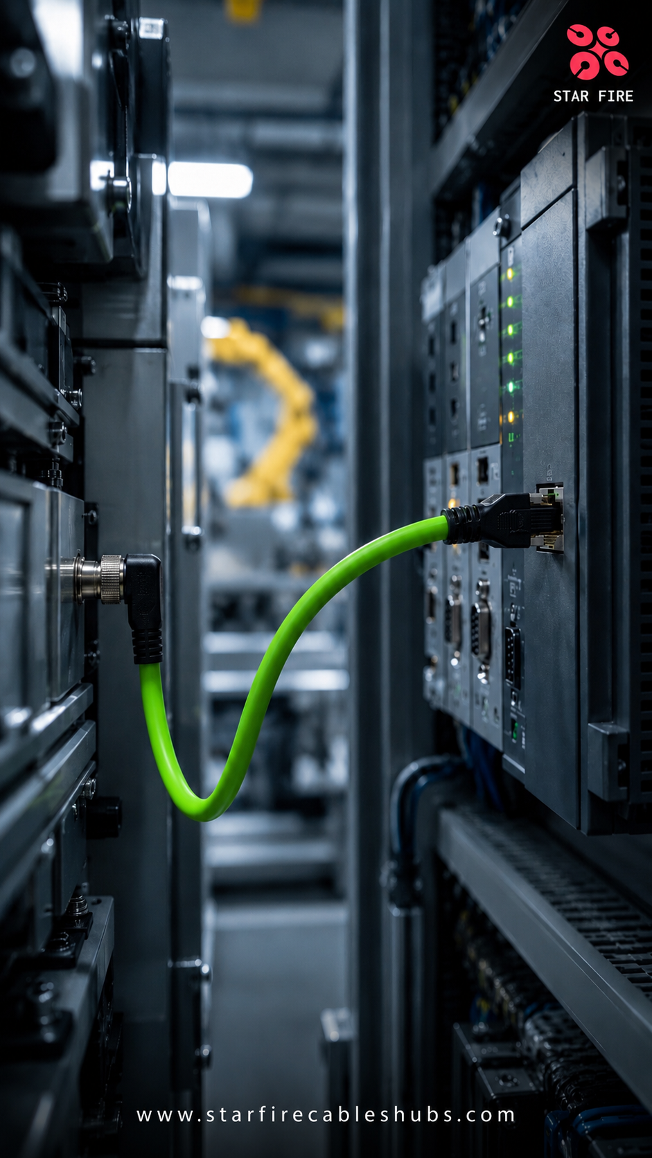 M12 4-Pin D-Code Male Angled to RJ45 Industrial Ethernet Cable - Image 3